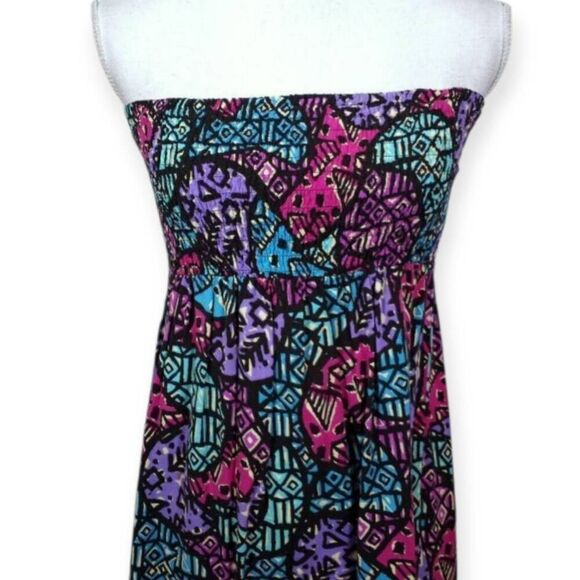 FOREVER 21 BLACK, PINK, PURPLE, & BLUE STRAPLESS DRESS SZ.L EUC. - Picture 3 of 8